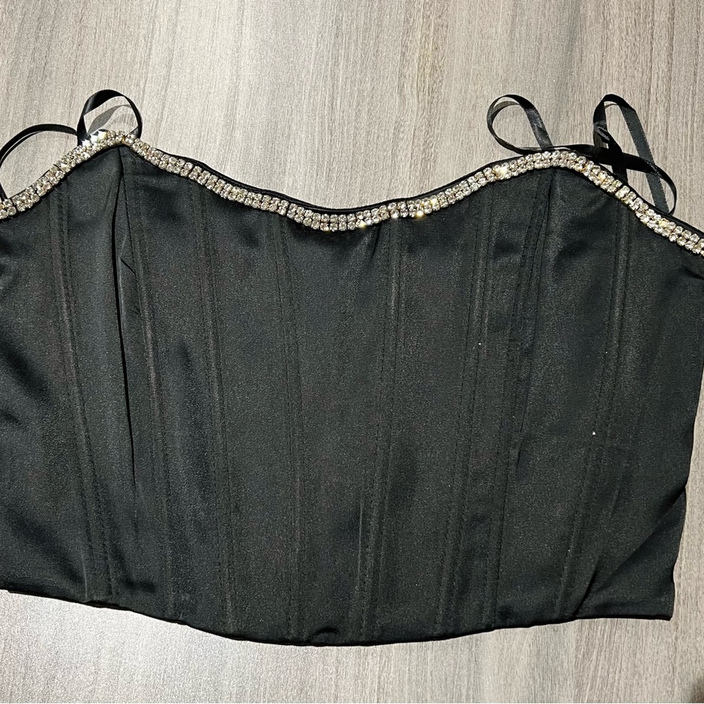 Windsor Black Crop Top with Silver Accents